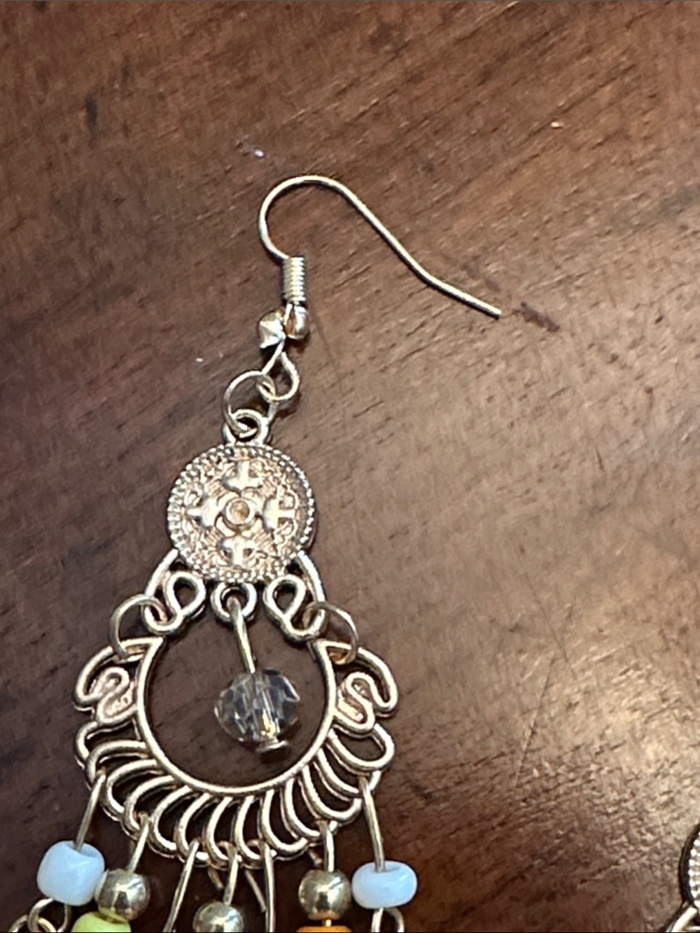 Fashion Jewelry Gold-Tone Multicolor Beaded Chandelier Earrings - Picture 4 of 6